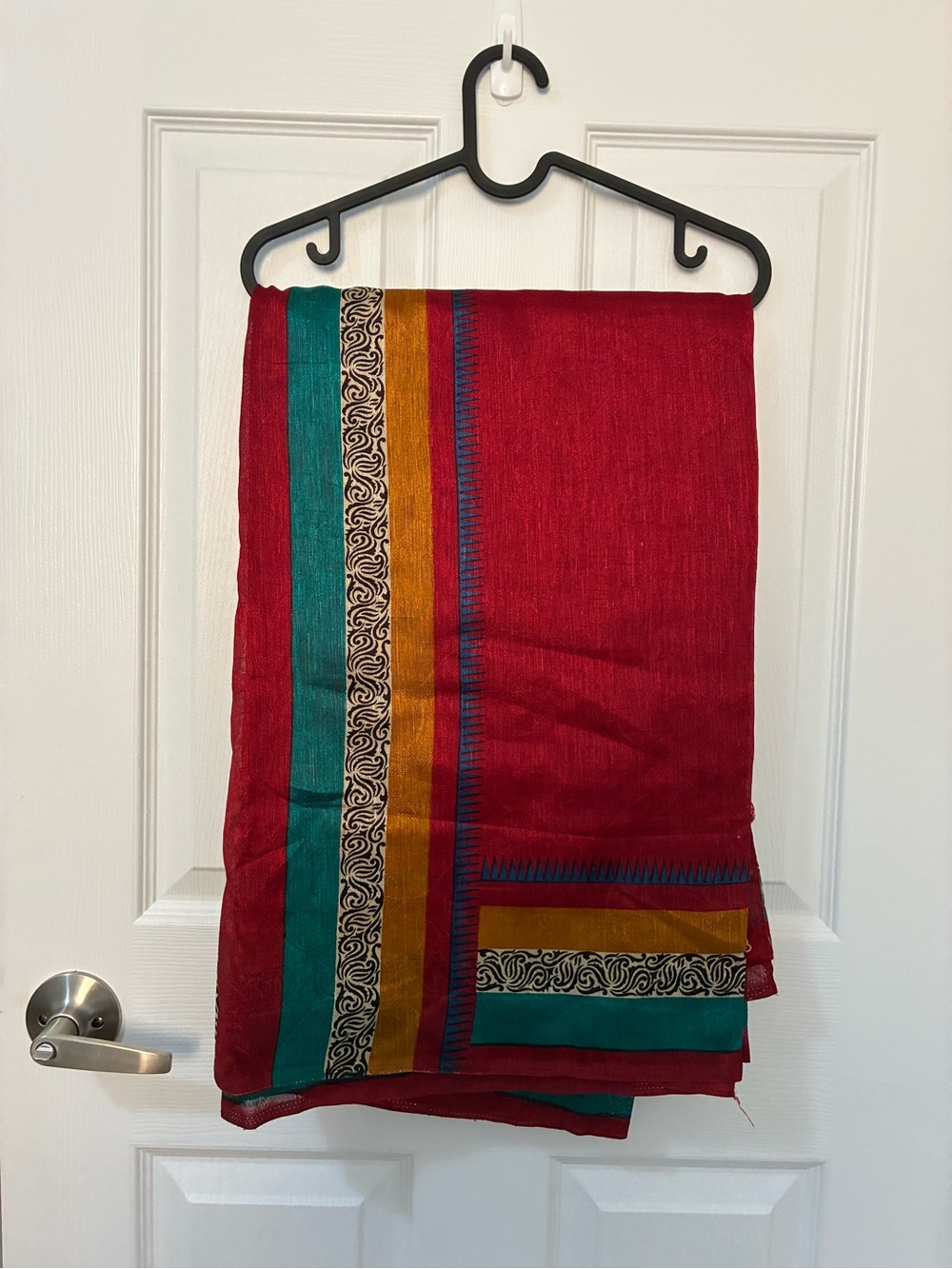 Red Multicolor Border Saree